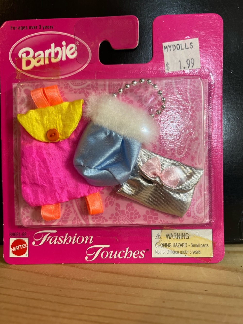 Barbie Pink Backpack Blue Fur Bag & Silver Clutch Fashion Touches NWT Y2K 2001